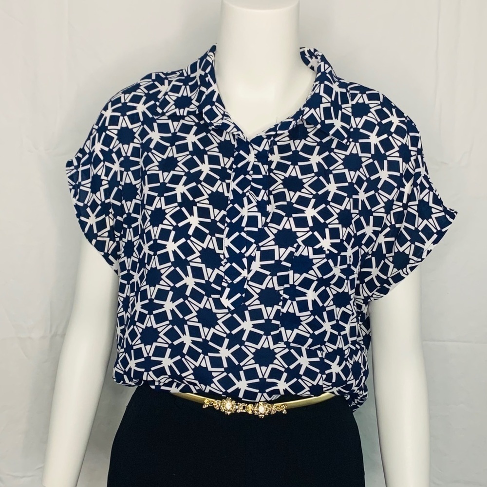 🦩2/$25 PLEIONE / Collared Cap Sleeve Top - Size S